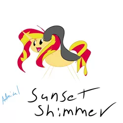 Size: 5000x5000 | Tagged: safe, artist:stormythetrooper, derpibooru import, sunset shimmer, pony, unicorn, bunny ears, female, image, jpeg, simple background, solo, stick pony, white background