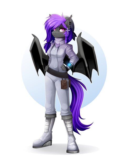 Size: 960x1200 | Tagged: safe, artist:buvanybu, derpibooru import, oc, unofficial characters only, anthro, bat pony, plantigrade anthro, bat pony oc, bat wings, image, jpeg, solo, wings