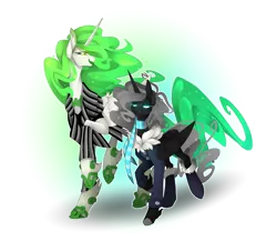 Size: 2500x2263 | Tagged: safe, artist:taiga-blackfield, derpibooru import, oc, oc:eos, oc:malice, unofficial characters only, alicorn, pony, alicorn oc, duo, horn, image, png, simple background, transparent background, wings
