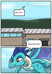 Size: 1280x1811 | Tagged: safe, artist:rex-equinox, derpibooru import, part of a set, princess ember, dragon, comic:wheels over wings, comic, commission, flying, image, jpeg, speech bubble