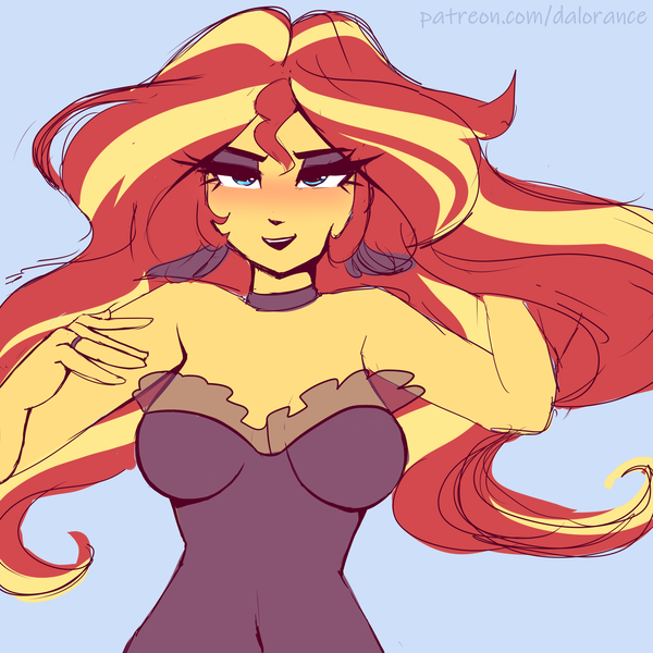 Size: 3000x3000 | Tagged: suggestive, artist:xjenn9, derpibooru import, sunset shimmer, equestria girls, breasts, image, png, solo
