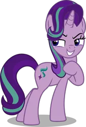 Size: 5532x8178 | Tagged: safe, artist:ponygamer2020, derpibooru import, starlight glimmer, pony, unicorn, the mean 6, absurd resolution, clone, evil grin, evil laugh, evil smirk, eyebrows, female, grin, image, laughing, mare, mean starlight glimmer, meanified, png, raised hoof, shadow, simple background, smiling, solo, transparent background, vector, what if