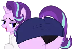 Size: 5305x3640 | Tagged: suggestive, alternate version, artist:duskyzombie, derpibooru import, starlight glimmer, pony, unicorn, absurd resolution, bedroom eyes, butt, clothes, cute, derpibooru exclusive, female, glimmer glutes, image, large butt, looking back, mare, plot, plump, png, simple background, skirt, solo, the ass was fat, transparent background, underwear