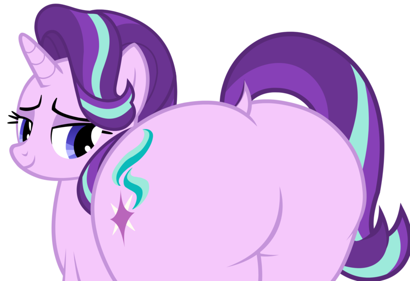 Size: 5305x3640 | Tagged: suggestive, artist:duskyzombie, derpibooru import, starlight glimmer, pony, unicorn, absurd resolution, bedroom eyes, butt, cute, derpibooru exclusive, female, glimmer glutes, image, large butt, looking back, mare, plot, plump, png, simple background, solo, the ass was fat, transparent background