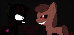 Size: 1300x620 | Tagged: safe, artist:faithtg, derpibooru import, apple bloom, earth pony, pony, luna game, series:everything is broken, angry, apple bloom's bow, bow, creepybloom, creepypasta, evil, female, filly, flutter island, foal, hair bow, halo, heart, image, jpeg, smiling, text, zalgo
