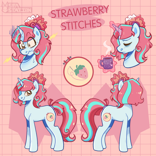 Size: 2000x2000 | Tagged: safe, artist:seasemissary, derpibooru import, oc, oc:strawberry stitches, pony, unicorn, female, image, magic, mare, png, solo