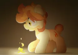 Size: 3026x2144 | Tagged: safe, artist:mochi_nation, derpibooru import, oc, oc:flame egg, unofficial characters only, earth pony, pony, coat markings, female, fire, image, jpeg, looking at something, mare, solo, super powers
