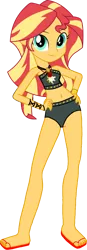 Size: 388x1118 | Tagged: safe, artist:tajohnson6, derpibooru import, sunset shimmer, equestria girls, equestria girls series, forgotten friendship, bikini, clothes, female, image, looking at you, png, sandals, simple background, solo, sunset shimmer's beach shorts swimsuit, swimsuit, transparent background