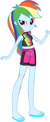 Size: 448x1090 | Tagged: safe, artist:tajohnson6, derpibooru import, rainbow dash, equestria girls, equestria girls series, forgotten friendship, clothes, eqg promo pose set, female, image, png, simple background, swimming trunks, swimsuit, transparent background