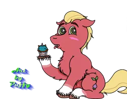 Size: 2775x2154 | Tagged: safe, artist:puffydearlysmith, derpibooru import, sprout cloverleaf, earth pony, pony, my little pony: a new generation, blushing, chest fluff, floppy ears, g5, image, male, open mouth, png, signature, simple background, stallion, tongue out, transparent background, unicorn cupcake, unshorn fetlocks