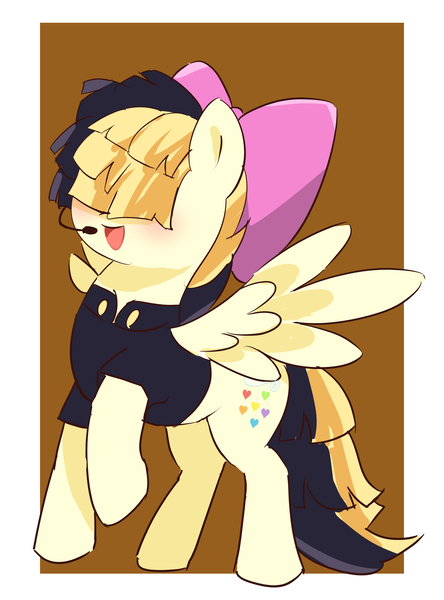 Size: 1952x2640 | Tagged: safe, artist:leo19969525, derpibooru import, songbird serenade, pegasus, pony, my little pony: the movie, blushing, bow, brown background, clothes, cute, ears, ears up, female, g4, image, jpeg, mane, mare, microphone, open mouth, open smile, simple background, smiling, solo, songbetes, spread wings, tail, wings