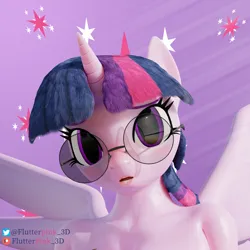 Size: 3840x3840 | Tagged: suggestive, artist:flutterpink_3d, derpibooru import, twilight sparkle, twilight sparkle (alicorn), alicorn, anthro, 3d, blender, blushing, cute, female, glasses, image, looking at you, patreon, png, sexy, simple background, solo, solo female