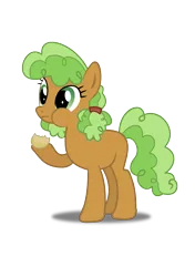 Size: 1465x2079 | Tagged: safe, artist:goodwinn, derpibooru import, apple brown betty, earth pony, pony, apple family member, eating, female, food, image, png, puffy cheeks, simple background, solo, transparent background, vector