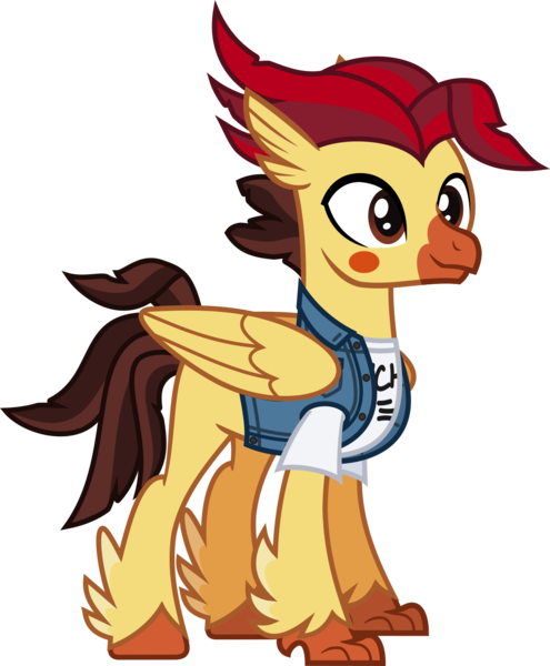 Size: 1291x1566 | Tagged: safe, artist:lightningbolt, derpibooru import, ponified, classical hippogriff, hippogriff, pony, .svg available, beat, clothes, colored pupils, derpibooru exclusive, dyed mane, feather, folded wings, hooves, image, jacket, male, nick martin, png, shirt, sleeping with sirens, solo, t-shirt, talons, undershirt, vector, wings