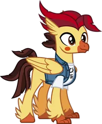 Size: 1291x1566 | Tagged: safe, artist:lightningbolt, derpibooru import, ponified, classical hippogriff, hippogriff, pony, .svg available, beat, clothes, colored pupils, derpibooru exclusive, dyed mane, feather, folded wings, hooves, image, jacket, male, nick martin, png, shirt, sleeping with sirens, solo, t-shirt, talons, undershirt, vector, wings