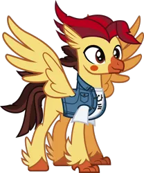 Size: 1306x1566 | Tagged: safe, artist:lightningbolt, derpibooru import, ponified, classical hippogriff, hippogriff, pony, .svg available, beat, clothes, colored pupils, derpibooru exclusive, dyed mane, feather, hooves, image, jacket, male, nick martin, png, shirt, sleeping with sirens, solo, spread wings, t-shirt, talons, undershirt, vector, wings