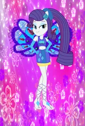 Size: 945x1404 | Tagged: safe, artist:ketrin29, artist:user15432, derpibooru import, rarity, fairy, human, equestria girls, alternate hairstyle, barefoot, barely eqg related, base used, belly button, clothes, crossover, cutie mark, cutie mark on clothes, diamond, enchantix, fairy wings, fairyized, feet, gloves, hand on hip, hibiscus, image, jewelry, long gloves, long hair, looking at you, pink background, png, ponied up, ponytail, purple background, purple wings, simple background, sparkly background, sparkly wings, wings, winx, winx club, winxified