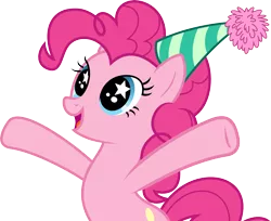 Size: 7336x6000 | Tagged: safe, artist:gamemasterluna, derpibooru import, pinkie pie, earth pony, pony, pinkie pride, .svg available, cute, diapinkes, happy, hat, hooves out, image, party hat, png, simple background, solo, starry eyes, transparent background, vector, wingding eyes