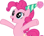 Size: 7336x6000 | Tagged: safe, artist:gamemasterluna, derpibooru import, pinkie pie, earth pony, pony, pinkie pride, .svg available, cute, diapinkes, happy, hat, hooves out, image, party hat, png, simple background, solo, starry eyes, transparent background, vector, wingding eyes