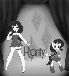 Size: 1800x2000 | Tagged: safe, artist:deideiartistic, derpibooru import, rarity, anthro, human, 2017, 30s, betty boop, female, image, monochrome, no nose, png