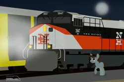 Size: 4096x2734 | Tagged: safe, artist:indonesiarailroadpht, derpibooru import, oc, oc:coaldust, unofficial characters only, pony, unicorn, image, jpeg, night, solo, train, train tracks