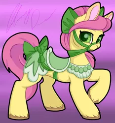 Size: 2658x2853 | Tagged: safe, artist:gleamydreams, derpibooru import, posey (g5), earth pony, pony, bow, bridle, carousel, female, g5, halter, image, jpeg, mare, saddle, solo, tack, tail, tail bow, unshorn fetlocks