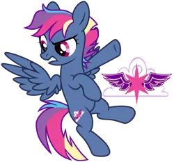 Size: 1024x956 | Tagged: safe, artist:lillyleaf101, derpibooru import, oc, oc:night flight, unofficial characters only, pegasus, pony, base used, female, flying, frown, image, magical lesbian spawn, mare, offspring, parent:rainbow dash, parent:twilight sparkle, parents:twidash, pegasus oc, png, simple background, solo, spread wings, teeth, transparent background, wings