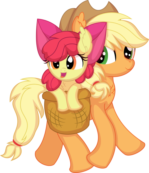 Size: 5970x6952 | Tagged: safe, artist:cyanlightning, derpibooru import, apple bloom, applejack, earth pony, pony, .svg available, absurd resolution, chest fluff, duo, ear fluff, female, filly, foal, image, mare, png, simple background, smiling, transparent background, vector