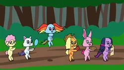 Size: 1920x1080 | Tagged: safe, artist:platinumdrop, derpibooru import, applejack, fluttershy, pinkie pie, rainbow dash, rarity, twilight sparkle, flora, garnet, image, jewelpet, mane six, peridot, png, prase, request, ruby (jewelpet), sapphie