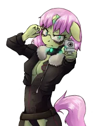 Size: 746x1000 | Tagged: suggestive, artist:darksittich, derpibooru import, oc, unofficial characters only, anthro, floppy ears, glasses, gun, handgun, image, pistol, png, simple background, solo, transparent background, weapon