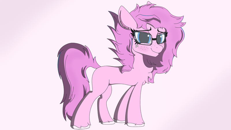 Size: 3840x2160 | Tagged: safe, alternate version, artist:straighttothepointstudio, derpibooru import, oc, oc:materlia harvest, unofficial characters only, earth pony, pony, blue eyes, chest fluff, digital art, ear fluff, earth pony oc, female, freckles, g5, glasses, happy, image, looking at you, mare, png, smiling, smiling at you, solo, unshorn fetlocks