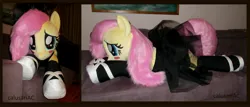 Size: 4264x1824 | Tagged: safe, artist:calusariac, derpibooru import, fluttershy, pony, clothes, image, irl, jpeg, lying down, photo, plushie, prone, solo, tutu