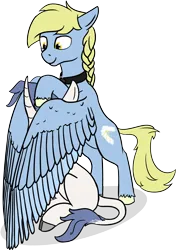 Size: 2172x3083 | Tagged: safe, artist:barhandar, oc, oc:windswept skies, oc:yodi, unofficial characters only, classical unicorn, pegasus, pony, unicorn, bipedal, bipedal leaning, braid, cloven hooves, collar, curved horn, duo, horn, hug, image, leaning, leonine tail, male, png, simple background, sitting, stallion, transparent background, unshorn fetlocks, winghug