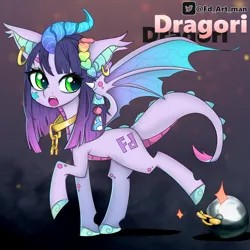 Size: 3000x3000 | Tagged: safe, artist:fd, derpibooru import, oc, oc:dragori, bat pony, dracony, dragon, hybrid, gold, horn, image, jpeg, solo