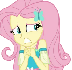 Size: 400x387 | Tagged: safe, artist:i-mlp18, derpibooru import, edit, edited screencap, screencap, fluttershy, costume conundrum, costume conundrum: sunset shimmer, equestria girls, equestria girls series, spoiler:eqg series (season 2), background removed, female, image, nervous, not a vector, png, simple background, solo, transparent background