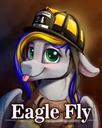 Size: 3268x4096 | Tagged: safe, artist:klarapl, derpibooru import, oc, oc:eagle fly, unofficial characters only, pegasus, pony, badge, female, firefighter, firefighter helmet, helmet, image, jpeg, mare, solo