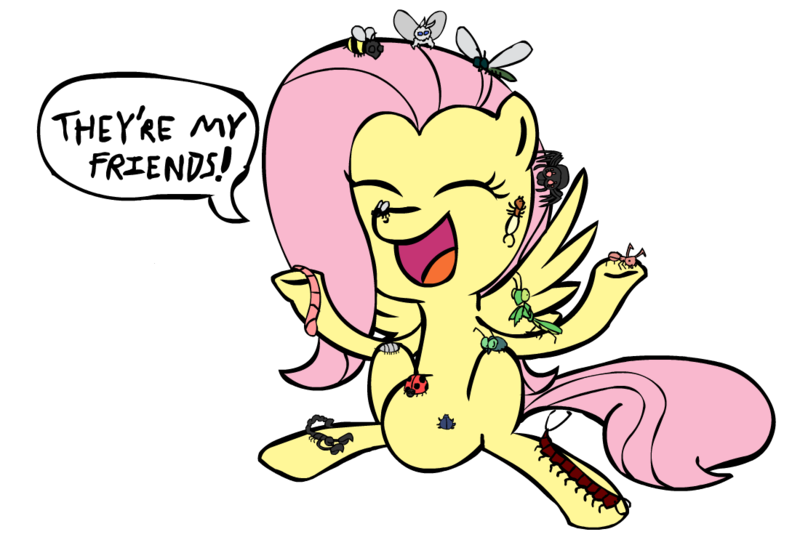 Size: 1100x750 | Tagged: safe, artist:corwin, derpibooru import, fluttershy, insect, pegasus, pony, scorpion, spider, belly, cute, female, image, insect on nose, png, simple background, solo, transparent background