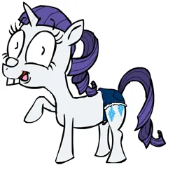 Size: 711x697 | Tagged: safe, artist:corwin, derpibooru import, rarity, pony, unicorn, bucktooth, clothes, female, hillbilly, image, png, shorts, simple background, solo, white background