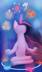 Size: 2100x3600 | Tagged: safe, derpibooru import, princess twilight 2.0, twilight sparkle, twilight sparkle (alicorn), alicorn, the last problem, cutie mark, element of generosity, element of honesty, element of kindness, element of laughter, element of loyalty, element of magic, elements of harmony, future twilight, image, magic, magical, meditating, meditation, older, older twilight, png, solo