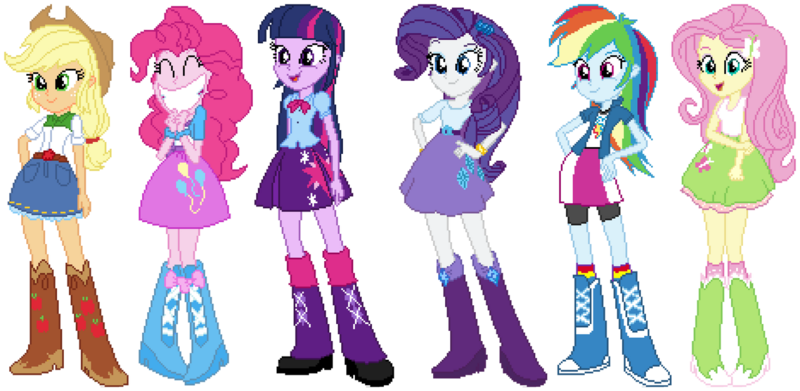 Size: 1278x625 | Tagged: safe, artist:canardpcdrop, derpibooru import, applejack, fluttershy, pinkie pie, rainbow dash, rarity, twilight sparkle, equestria girls, belt, boots, clothes, cowboy boots, cowboy hat, hat, high heel boots, image, jacket, mane six, png, shirt, shoes, simple background, skirt, socks, transparent background, vest