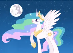 Size: 1024x739 | Tagged: safe, artist:luciekj, derpibooru import, princess celestia, alicorn, pony, 2014, crying, female, image, jpeg, mare, mare in the moon, moon, raised hoof