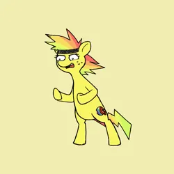 Size: 1000x1000 | Tagged: safe, artist:potatoconnoisseur, derpibooru import, oc, unofficial characters only, earth pony, pony, bipedal, derpibooru exclusive, female, fighting stance, freckles, headband, image, mare, open mouth, open smile, png, simple background, smiling, solo