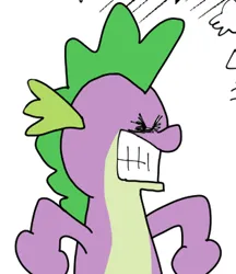 Size: 315x365 | Tagged: safe, artist:jargon scott, derpibooru import, spike, dragon, grimace, gritted teeth, image, male, png, simple background, solo, squint, teeth, white background