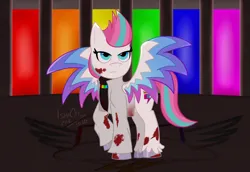 Size: 1356x932 | Tagged: safe, artist:ismazhecat, derpibooru import, zipp storm, pegasus, pony, fanfic:rainbow factory, blood, blood stains, crossover, fanfic art, female, g5, image, mare, png, spread wings, wings