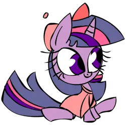 Size: 481x476 | Tagged: safe, artist:mushroomcookiebear, derpibooru import, twilight sparkle, pony, unicorn, clothes, crossover, female, hat, horn, image, mare, png, shirt, simple background, sitting, smiling, tara strong, the fairly oddparents, timmy turner, transparent background, unicorn twilight, voice actor joke