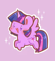 Size: 1080x1200 | Tagged: safe, artist:typhwosion, derpibooru import, twilight sparkle, twilight sparkle (alicorn), alicorn, pony, blushing, chibi, flying, happy, image, jpeg, open mouth, open smile, smiling, solo, sparkles, spread wings, wings