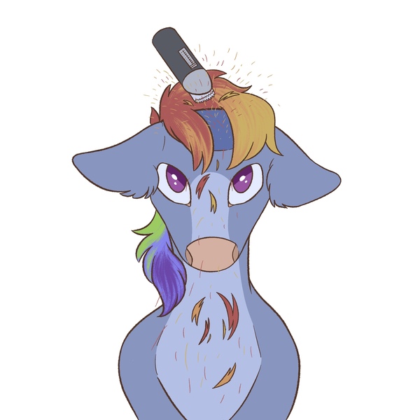 Size: 2048x2048 | Tagged: safe, artist:headshavepony, derpibooru import, rainbow dash, pegasus, bald, buzzcut, headshave, image, jpeg, shaved, shorn, short hair