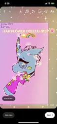 Size: 828x1792 | Tagged: safe, artist:enperry88, derpibooru import, ocellus, changedling, changeling, cute, cute smile, female, floppy ears, image, jewelry, necklace, pink background, png, rainbow, raised hoof, shy, shy smile, simple background, smiling, sparkles, stars, sticker