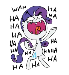 Size: 521x563 | Tagged: safe, artist:corwin, derpibooru import, rarity, pony, unicorn, bipedal, evil laugh, evil rarity, female, image, laughing, open mouth, png, simple background, solo, transparent background