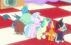 Size: 717x454 | Tagged: safe, derpibooru import, screencap, gallus, ocellus, sandbar, silverstream, smolder, yona, changedling, changeling, classical hippogriff, dragon, earth pony, gryphon, hippogriff, pony, yak, uprooted, cropped, image, png, student six